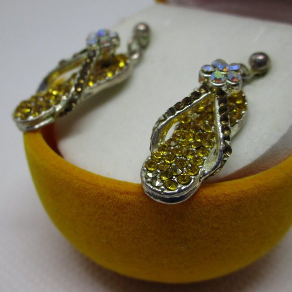 rhinestone flip flop earrings - Picture 1 of 3